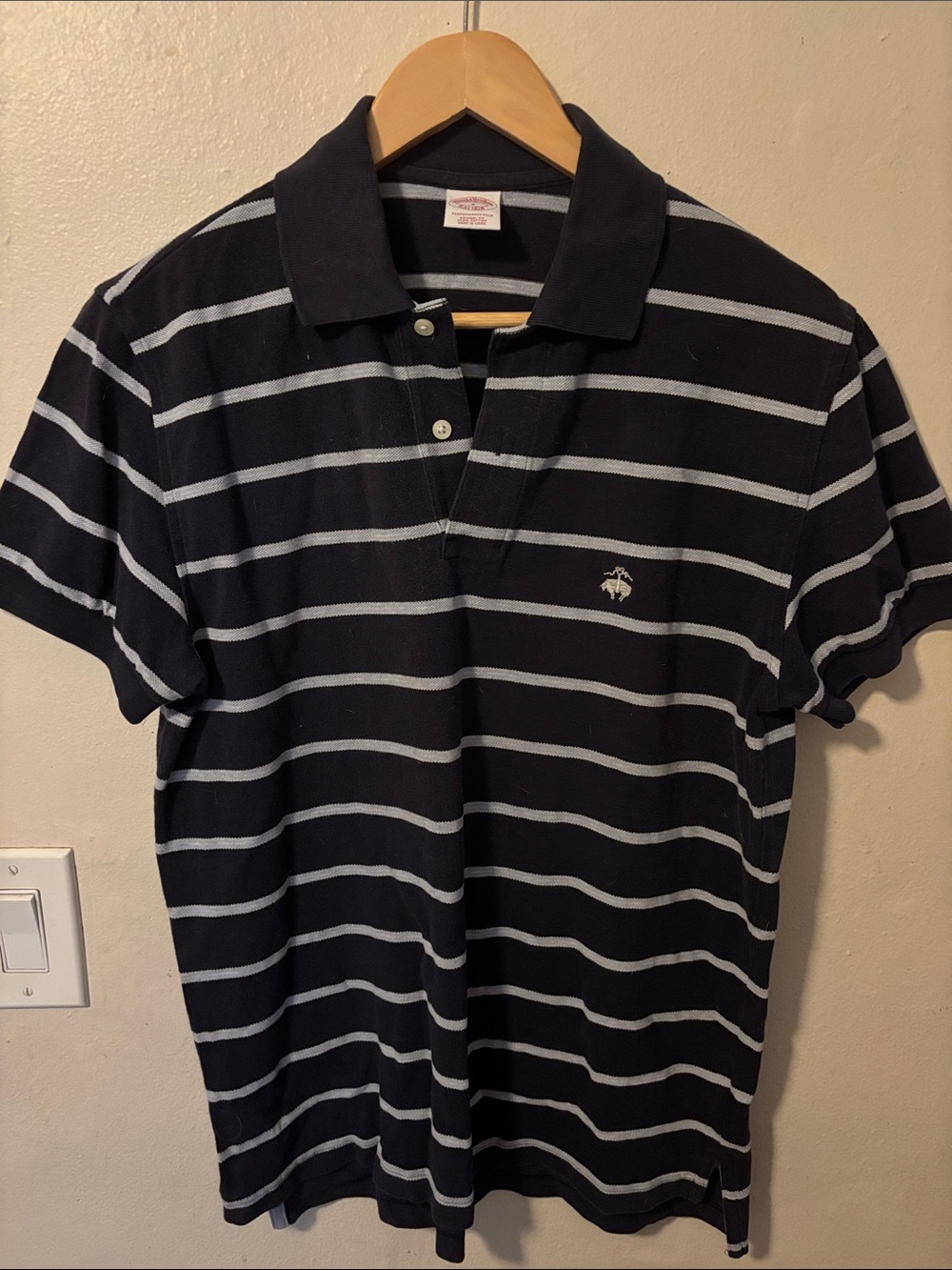 Brooks Brothers Navy and White Striped Polo Shirt
